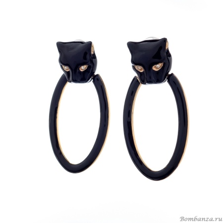 Серьги Polina Firenze, пантера с кристаллами и эмалью, PF25.2-OR3749 черный