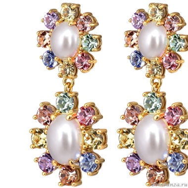 Серьги Dyrberg Kern, LINA SG PASTEL MULTI / WHITE PEARL, 460507 Серьги Dyrberg Kern, LINA SG PASTEL MULTI / WHITE PEARL, 460507
