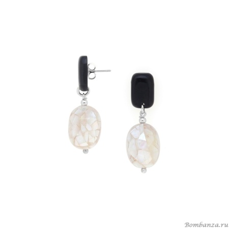 Серьги Nature Bijoux, Volcan, с перламутром и рогом, NB25.2-12-90345 черный