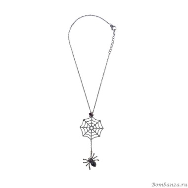 Колье Alcozer&J, оникс, жемчуг, гранат, крист.Swarovski, AL-C5258C серебристый