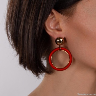 Серьги Nuance, Nuance, асимметричные, с кольцами из каучука, NFN-23.12-095 красный