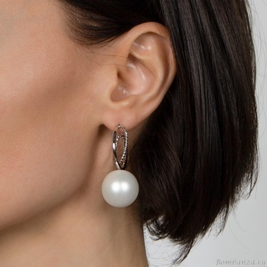 Серьги Nuance, асимметричные полукольца, со сферами, NFN-23.03-025 серебристый