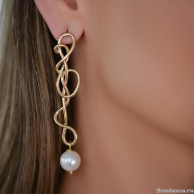 Серьги Estrosia, с жемчугом, ES-OREQ7-3A золотистый