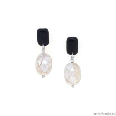 Серьги Nature Bijoux, Volcan, с перламутром и рогом, NB25.2-12-90345 черный