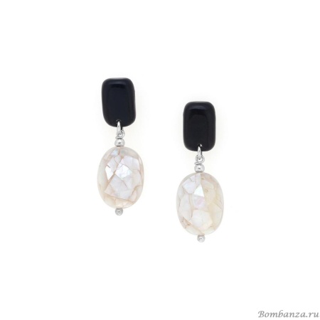 Серьги Nature Bijoux, Volcan, с перламутром и рогом, NB25.2-12-90345 черный