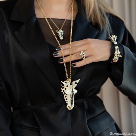 Колье Polina Firenze, жираф с эмалью и кристаллами, PF25.2-PE2962 бежевый