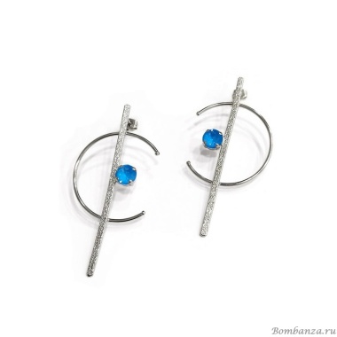 Серьги Catherine Bijoux, Half moon, с кристаллом, CB25.1-5357FS голубой