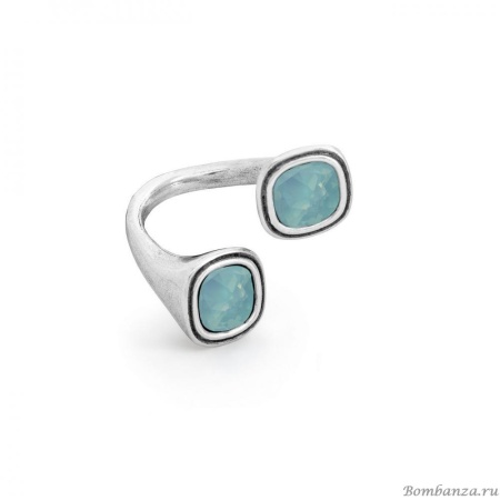 Кольцо Ciclon, Duo, незамкнутое, с кристаллами Swarovski, CN-EMO504 (б/р, голубой)