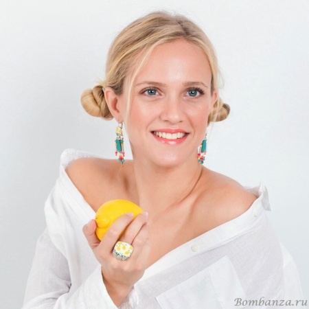 Кольцо Taratata, Lemon, разъемное, серебристое с цветной эмалью, TT-E19-05412-10Y