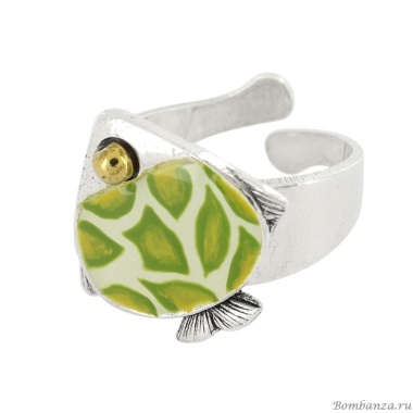 Кольцо TARATATA, Sushi, разъемное, со смолой и бусинами, TT-T25-06410-107 зеленый