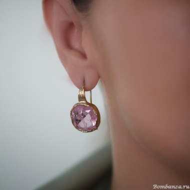 Серьги Estrosia, с турмалиновым кристаллом, ES-ORO6-19A розовый