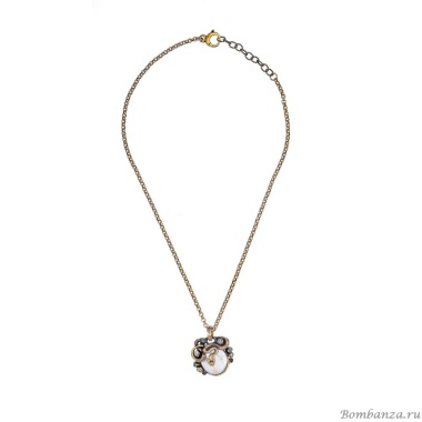 Колье Alcozer&J, змея, жемчуг, изумруд, гранат, Swarovski, AL2502-C68NE24 белый