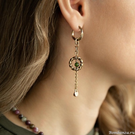 Серьги Lanzerotti, Elisir, с жадом, LZ-25.10-329 зеленый