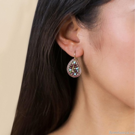 Серьги Franck Herval, Cassandra, гранат, гематит, говлит, унакит, эмаль, FH25.2-12-69771 бордовый