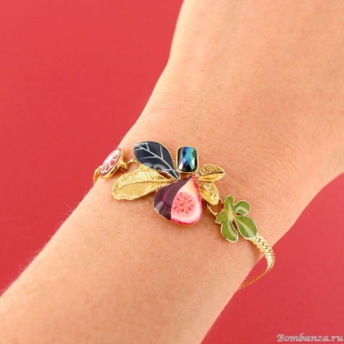 Браслет TARATATA, Grenat, смола, стеклянные бусины, микробусины, TT-W24-04305-20M золотистый