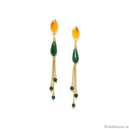 Серьги Nature Bijoux, Agate verde, с авантюрином и цветной эмалью, NB23.2-12-79064 зеленый