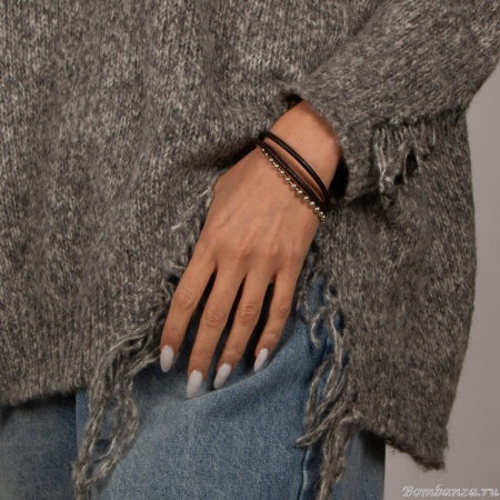 Браслет Tra-la-ra, Cuero, кожаный, с металлическими бусинами, TLR24-504P013 коричневый Браслет Tra-la-ra, Cuero, кожаный, с металлическими бусинами, TLR24-504P013 коричневый