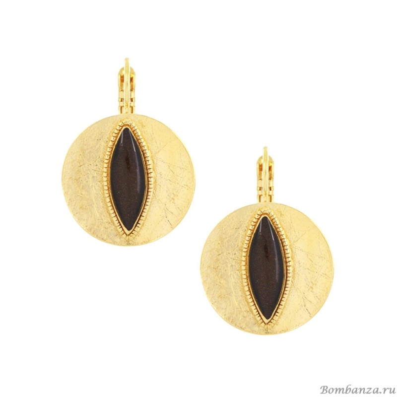 Серьги TARATATA, Zebra, с цветной смолой и слюдяным порошком, TT-H25-04727-208 коричневый