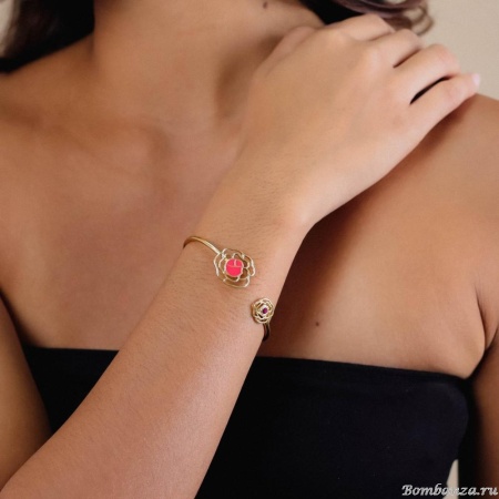 Браслет Franck Herval, Camelia, кафф, кристалл Swarovski, цветная эмаль, FH24.2-13-72802 золотистый