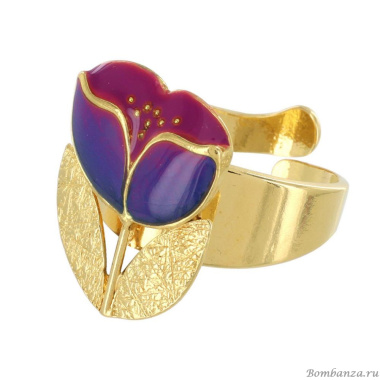 Кольцо TARATATA, Crocus, разъемное,цветная смола и микрошарики, TT-H24-02409-206 фиолетовый