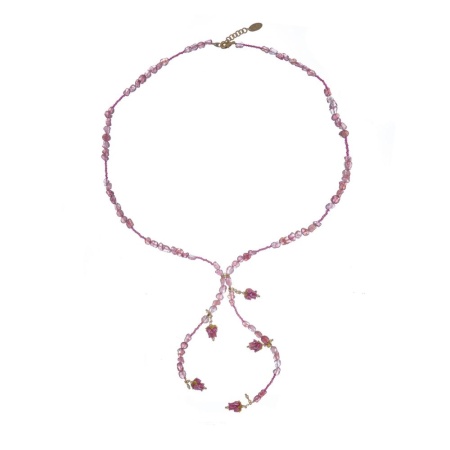 Колье Lanzerotti, Alhambra, арбузный кварц, кристаллы, шпинель, LZ-25.04-115 розовый