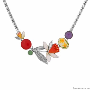 Колье TARATATA, Jonquille, цветная смола, агат, слюдяный порошок, TT-W24-01101-10M серебристый Колье TARATATA, Jonquille, цветная смола, агат, слюдяный порошок, TT-W24-01101-10M серебристый
