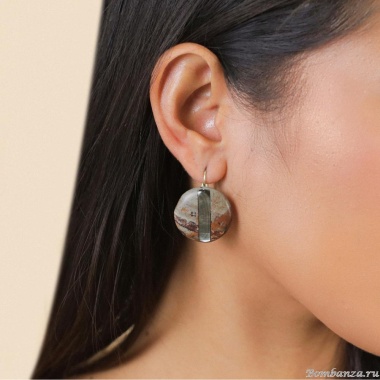 Серьги Nature Bijoux, L'ile Rousse, с яшмой "Пикассо" и перламутром, NB25.2-12-90420 коричневый