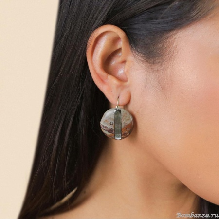 Серьги Nature Bijoux, L'ile Rousse, с яшмой "Пикассо" и перламутром, NB25.2-12-90420 коричневый