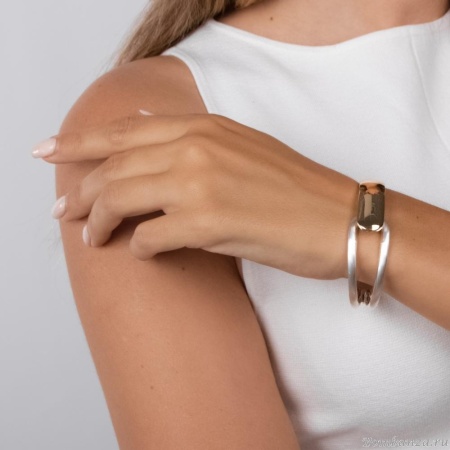 Браслет Moon Paris, кафф, двухцветный металл, Mo-Y24.06-057 золотистый