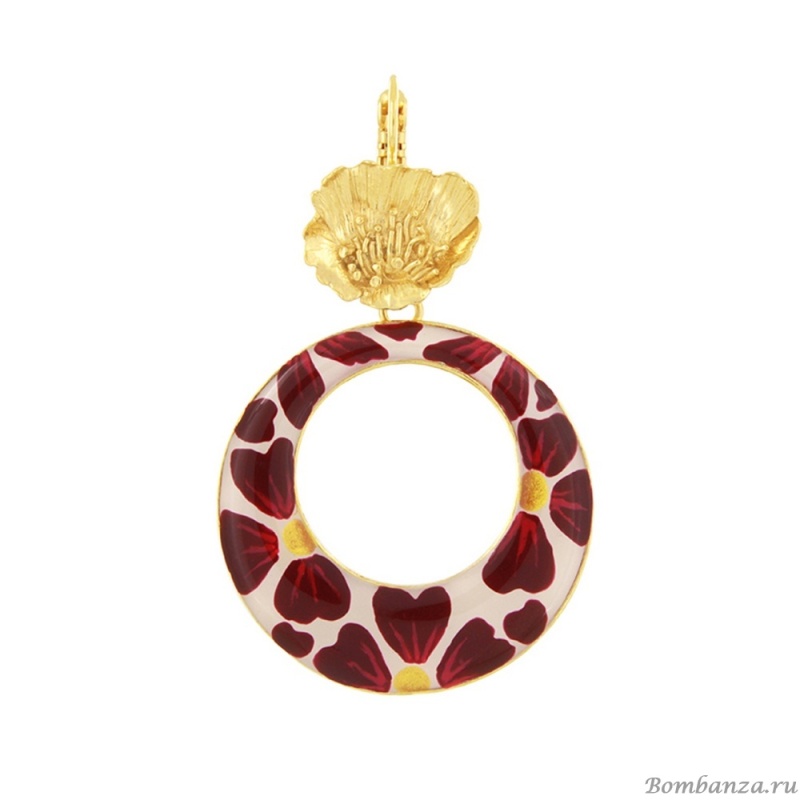 Серьги TARATATA, Magnolia, цветная смола, рисунок, золотая краска, TT-H25-08771-203 красный