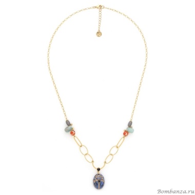 Колье Franck Herval, Layla, скарабей, яшма, амазонит, Swarovski, FH25.1-15-64362 синий