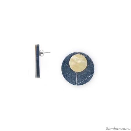 Серьги Nature Bijoux, Ficus Carica, с акрилом, смолой и перламутром, NB25.2-12-90263 синий