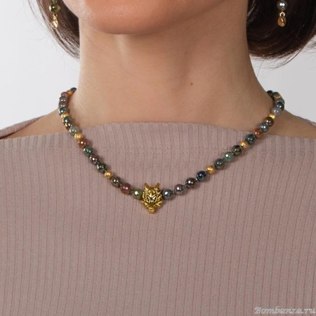 Колье Lanzerotti, Sfarfallio, с агатом, кристаллами и драконом, LZ-24.01-085 золотистый Колье Lanzerotti, Sfarfallio, с агатом, кристаллами и драконом, LZ-24.01-085 золотистый