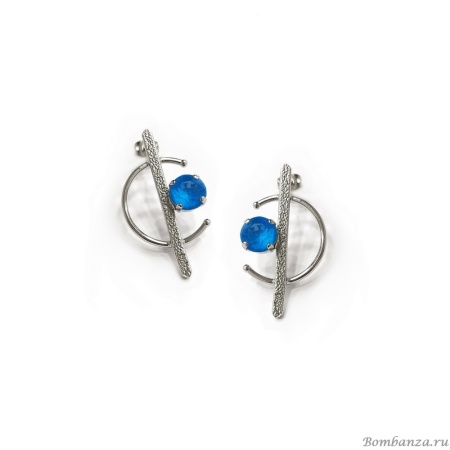Серьги Catherine Bijoux, Half moon, с кристаллом, CB25.1-5356FS голубой