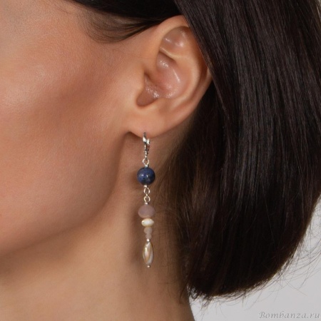 Серьги Lanzerotti, Alba, содалит, перламутр и кристаллы, LZ-24.02-032 бежевый