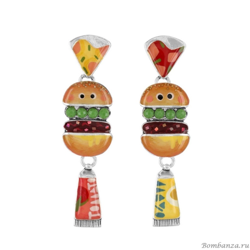 Серьги TARATATA, Ketchup, асимметричные,смола,глиттер,микрошарики, TT-W23-08955-10M серебристый