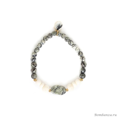 Браслет Nature Bijoux, Ozaretta, стрейч, камень боджи и кость, NB23.2-13-43162 серый