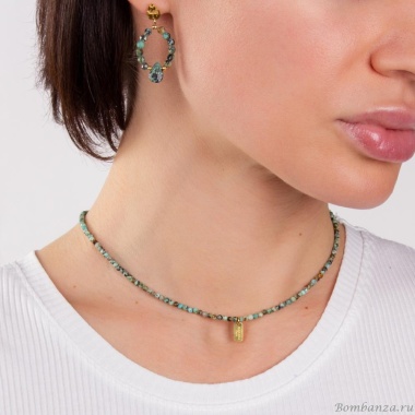 Серьги Moon Paris, с бирюзой, Mo-22.10-088 зеленый Серьги Moon Paris, с бирюзой, Mo-22.10-088 зеленый