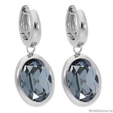 Серьги Qudo, Creole TIVOLA small S silver night, 310626 BW/S Серьги Qudo, Creole TIVOLA small S silver night, 310626 BW/S