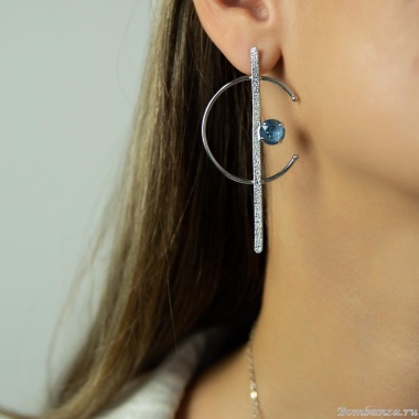 Серьги Catherine Bijoux, Half moon, с кристаллом, CB25.1-5357FS голубой