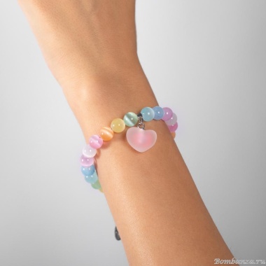 Браслет Lanzerotti, Hello babe!, с селенитом и подвеской-сердцем, LZ-25.07-205 розовый