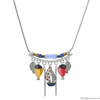 Колье TARATATA, Ocean, с цветной смолой и стеклянными бусинами, TT-W24-02103-10M серебристый