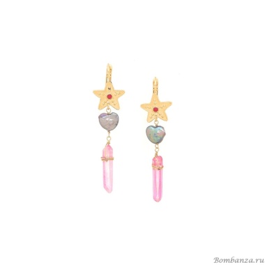 Серьги Franck Herval, Angelica, жемчуг, горный хрусталь, Swarovski, FH25.2-12-69632 розовый