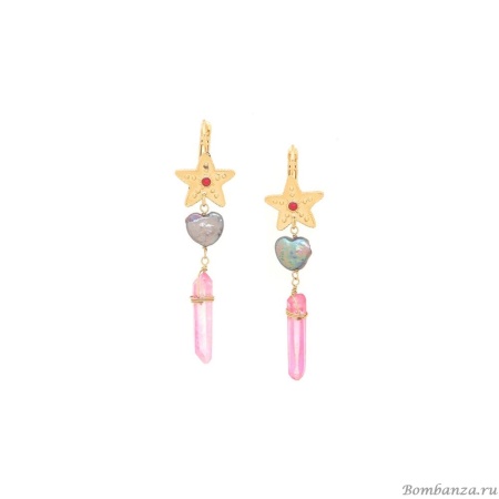 Серьги Franck Herval, Angelica, жемчуг, горный хрусталь, Swarovski, FH25.2-12-69632 розовый