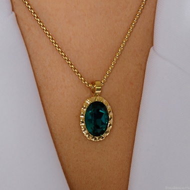 Колье Qudo, TIVOLA UNICA big (G/P) Emerald 3cm, 420549 Колье Qudo, TIVOLA UNICA big (G/P) Emerald 3cm, 420549
