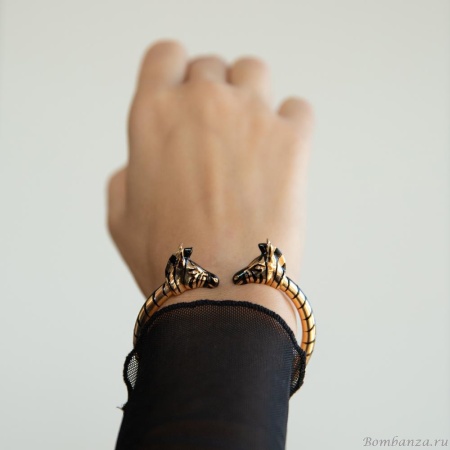 Браслет Polina Firenze, кафф, зебра с кристаллами и эмалью, PF25.2-BR4287 золотистый