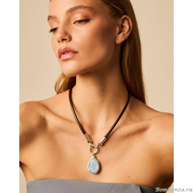 Колье VIDDA, Mermaid, кожаное, с кристаллом Swarovski, VD25.1-02070 зеленый, 50см