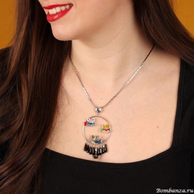 Колье TARATATA, Dans les nuages, с цветной смолой и стеклянными бусинами, TT-H24-03104-10M серебристый Колье TARATATA, Dans les nuages, с цветной смолой и стеклянными бусинами, TT-H24-03104-10M серебристый