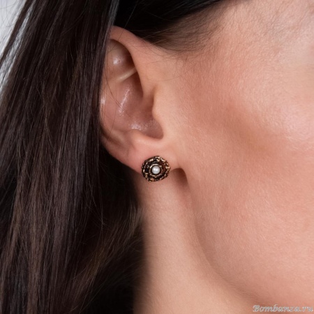 Пуссеты Alcozer&J, с жемчугом, AL2312-O28BU23 золотистый