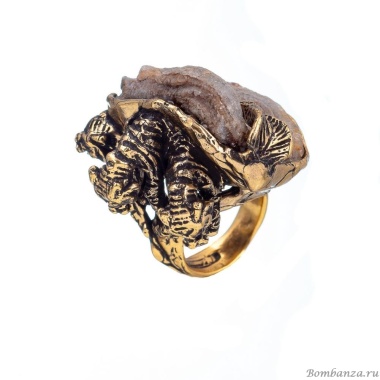 Кольцо Alcozer&J, друза агат, гранат, AL2406-A88AP24 золотистый